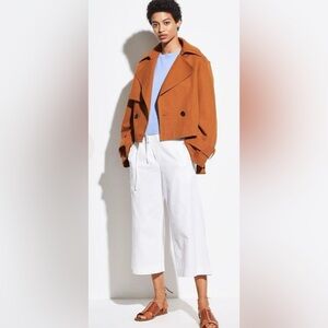 VINCE CROPPED BELTED JACKET - DARK SIENNA